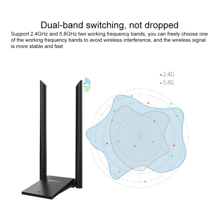 COMFAST CF-WU782ACV2 1300Mbps Dual-band Wifi USB Network Adapter with 2 Antennas, CF-WU782ACV2 COMFAST CF-WU782ACV2 1300Mbps Dual-band Wifi USB Network Adapter with 2 Antennas, CF-WU782ACV2
